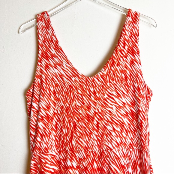 Athleta Animal Print Sleeveless Knit Dress, Size Large - Orange/White - Picture 2 of 12